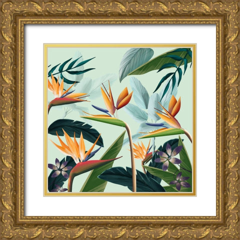 Tropical Flowers IV Gold Ornate Wood Framed Art Print with Double Matting by Arctic Frame
