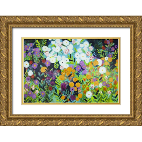 A Midnight Garden I Gold Ornate Wood Framed Art Print with Double Matting by Hampe, Shelley