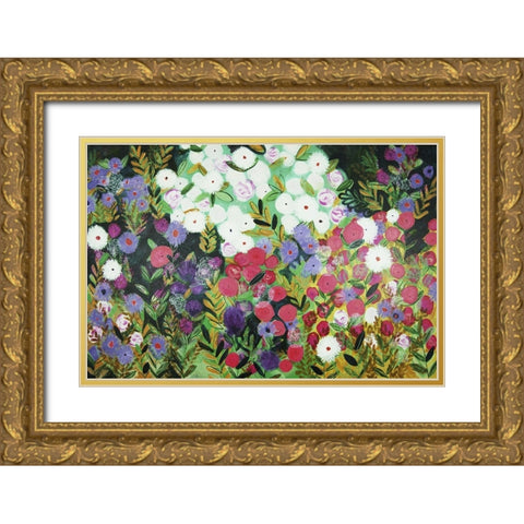 A Midnight Garden II Gold Ornate Wood Framed Art Print with Double Matting by Hampe, Shelley