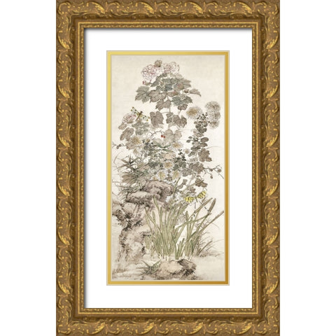 Chinoiserie Panel III Gold Ornate Wood Framed Art Print with Double Matting by Hunziker, Steve
