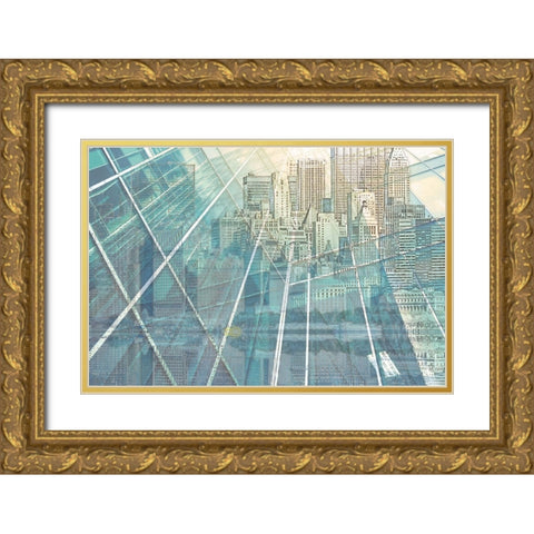 Cityworks VI Gold Ornate Wood Framed Art Print with Double Matting by Hunziker, Steve