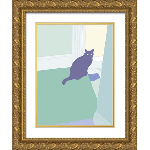 Curious Cat  I Gold Ornate Wood Framed Art Print with Double Matting by Weiss, Richard