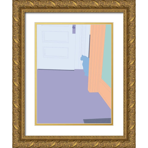 Curious Cat  III Gold Ornate Wood Framed Art Print with Double Matting by Weiss, Richard