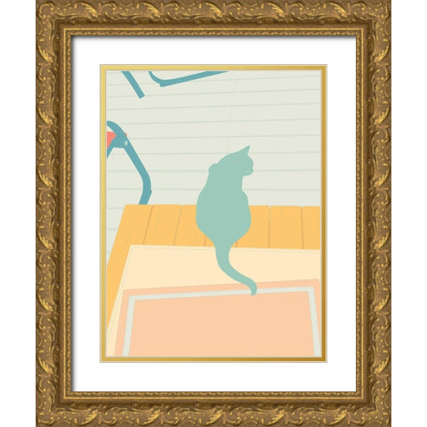 Curious Cat  IV Gold Ornate Wood Framed Art Print with Double Matting by Weiss, Richard