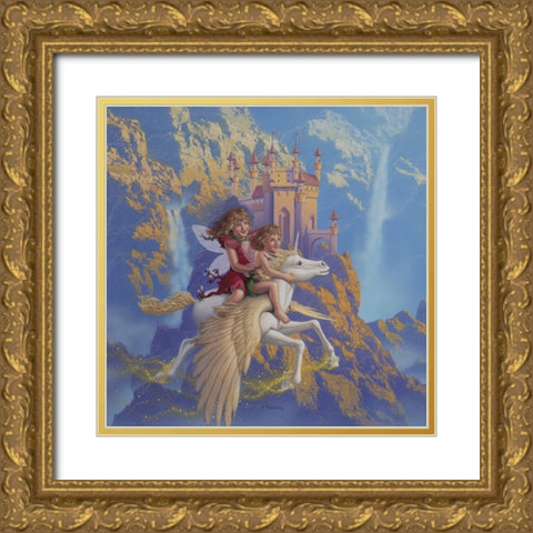 Fairy Sisters Gold Ornate Wood Framed Art Print with Double Matting by Courtney, Richard
