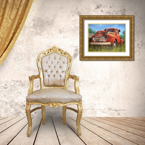 Chase on the Truck Gold Ornate Wood Framed Art Print with Double Matting by Courtney, Richard