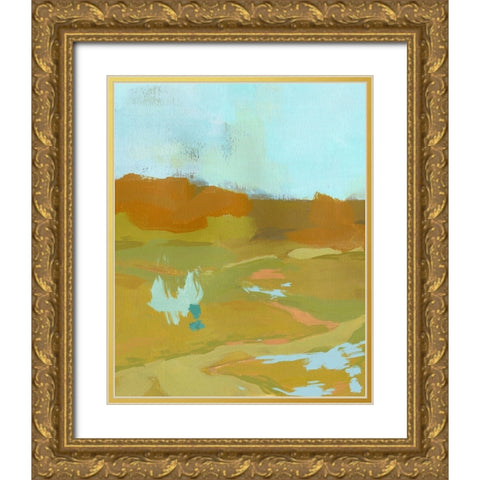 Folk Hills II Gold Ornate Wood Framed Art Print with Double Matting by Green, Jacob