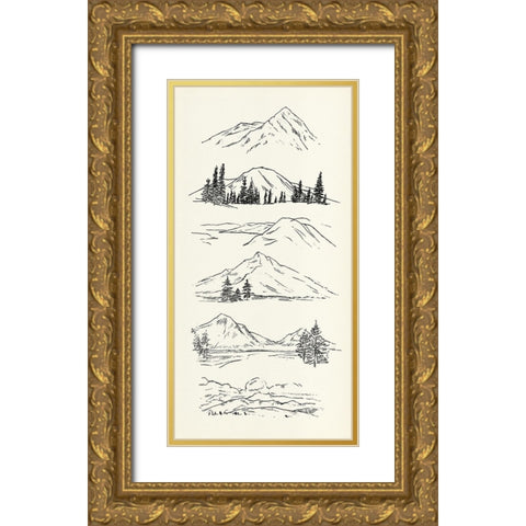 Mountain Ink II Gold Ornate Wood Framed Art Print with Double Matting by Warren, Annie