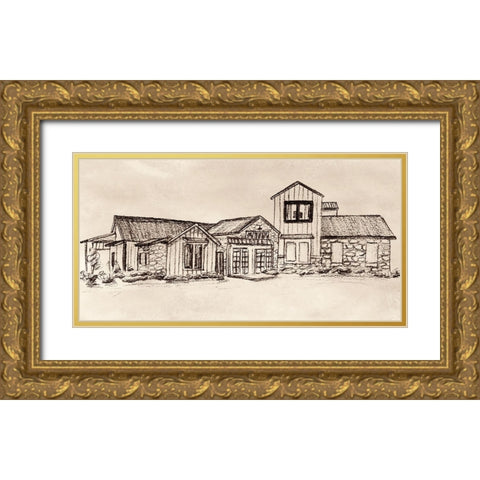 Village at Sunset II Gold Ornate Wood Framed Art Print with Double Matting by Wang, Melissa