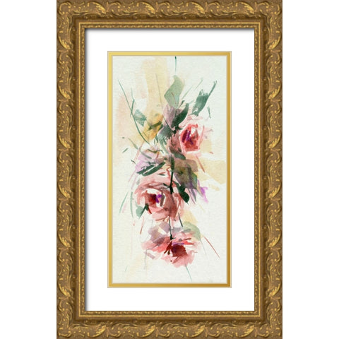 Rosa Flora I Gold Ornate Wood Framed Art Print with Double Matting by Wang, Melissa