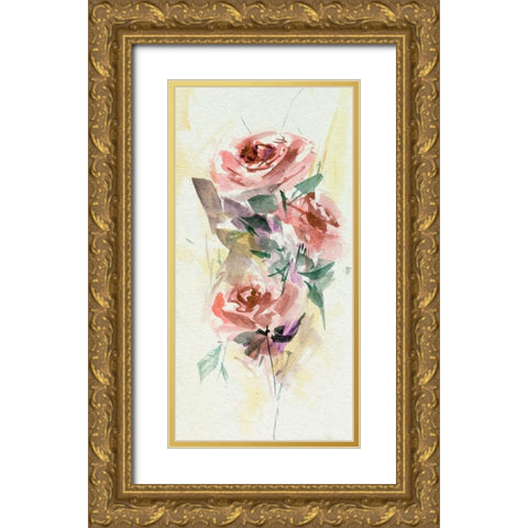 Rosa Flora II Gold Ornate Wood Framed Art Print with Double Matting by Wang, Melissa