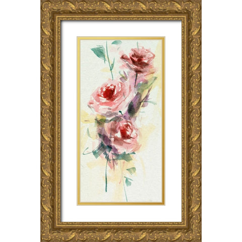 Rosa Flora III Gold Ornate Wood Framed Art Print with Double Matting by Wang, Melissa