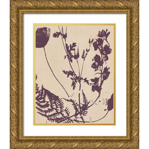 Pressed Silhouette III Gold Ornate Wood Framed Art Print with Double Matting by Warren, Annie