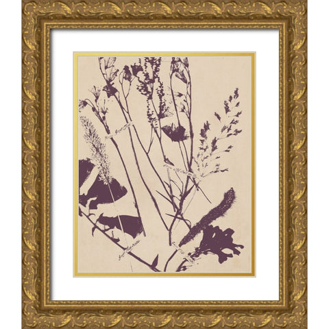 Pressed Silhouette IV Gold Ornate Wood Framed Art Print with Double Matting by Warren, Annie