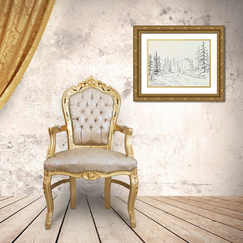 Piney Forest I Gold Ornate Wood Framed Art Print with Double Matting by Caroline, Emma