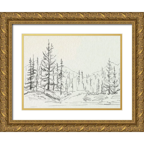 Piney Forest II Gold Ornate Wood Framed Art Print with Double Matting by Caroline, Emma