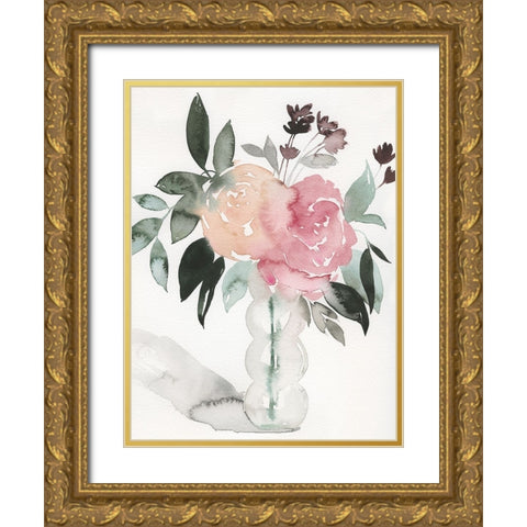 Bubble Vase Bouquet I Gold Ornate Wood Framed Art Print with Double Matting by Popp, Grace