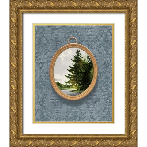 Woodland Fir Cameo II Gold Ornate Wood Framed Art Print with Double Matting by Vision Studio