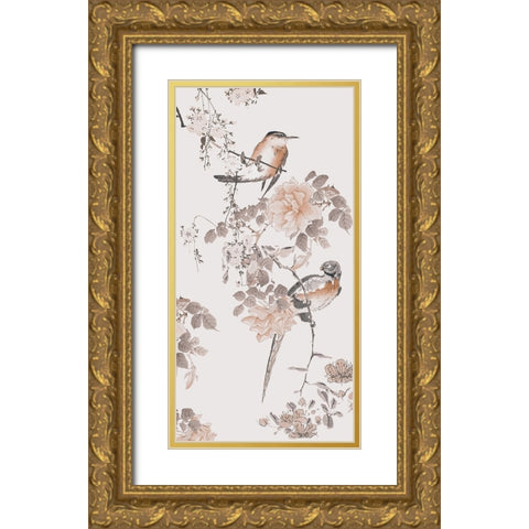 Birds of Asia II Gold Ornate Wood Framed Art Print with Double Matting by Haase, Andrea