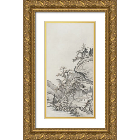 Chinese Mountain View I Gold Ornate Wood Framed Art Print with Double Matting by Haase, Andrea