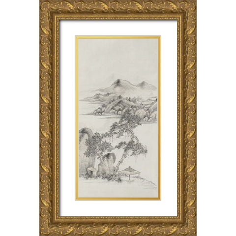 Chinese Mountain View II Gold Ornate Wood Framed Art Print with Double Matting by Haase, Andrea