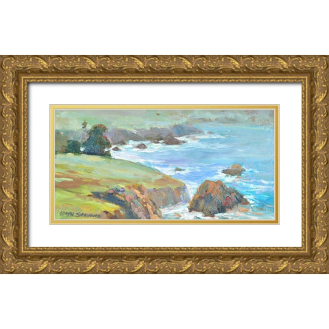 Ragged Cliffs Gold Ornate Wood Framed Art Print with Double Matting by Stevens, Allayn