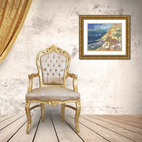 Lovely Coastal View Gold Ornate Wood Framed Art Print with Double Matting by Stevens, Allayn