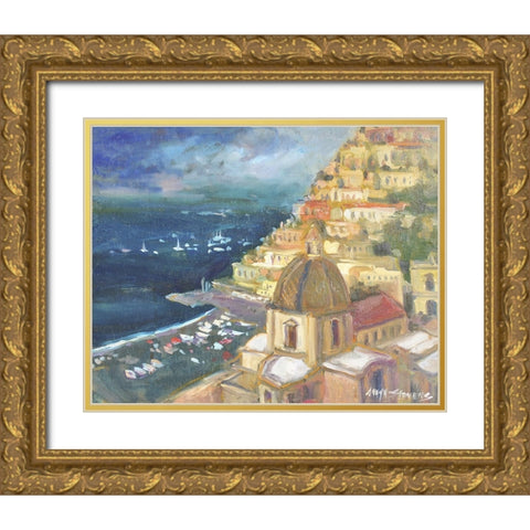 Lovely Coastal View Gold Ornate Wood Framed Art Print with Double Matting by Stevens, Allayn