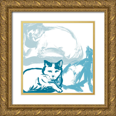 Paint Box Cats IV Gold Ornate Wood Framed Art Print with Double Matting by Vess, June Erica