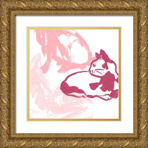 Paint Box Cats VIII Gold Ornate Wood Framed Art Print with Double Matting by Vess, June Erica