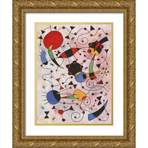 Miro Memoirs I Gold Ornate Wood Framed Art Print with Double Matting by Willett, Michael