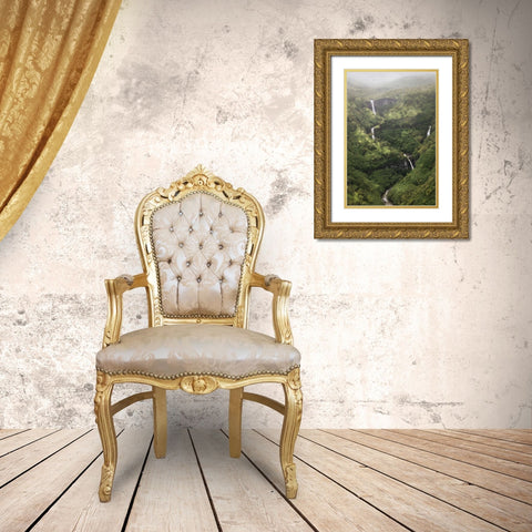 Ribbon Streams II Gold Ornate Wood Framed Art Print with Double Matting by Head, Danny