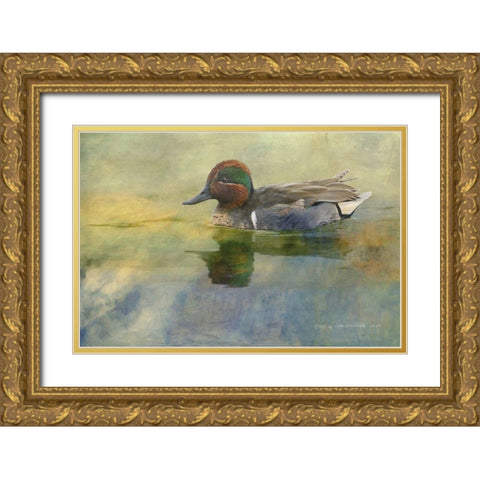 Green Teal Drake Gold Ornate Wood Framed Art Print with Double Matting by Vest, Chris