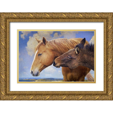 Horse and Mule Gold Ornate Wood Framed Art Print with Double Matting by Vest, Chris