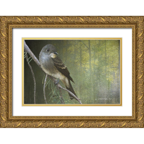 Western Wood Peewee Gold Ornate Wood Framed Art Print with Double Matting by Vest, Chris