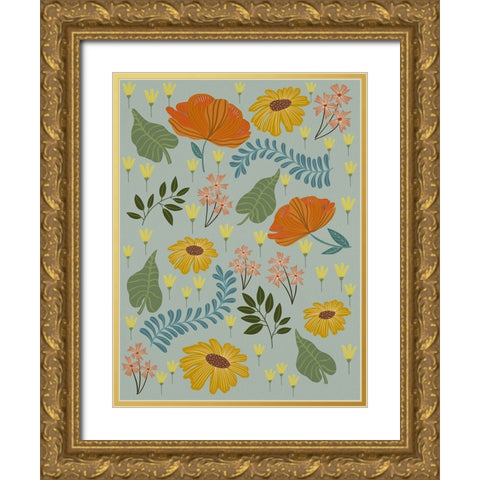 Pick A Daisy I Gold Ornate Wood Framed Art Print with Double Matting by Moore, Regina