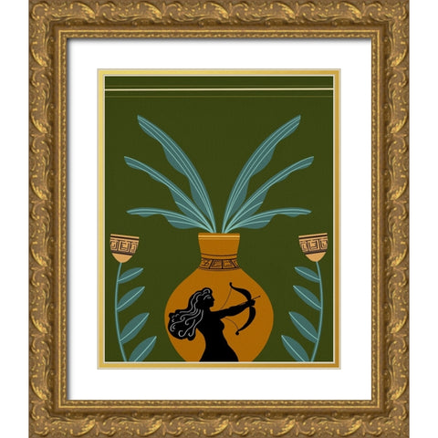 Warrior Goddess Vase II Gold Ornate Wood Framed Art Print with Double Matting by Moore, Regina