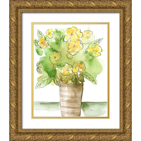 Yellow Bouquet II Gold Ornate Wood Framed Art Print with Double Matting by Moore, Regina