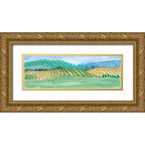 Striped Landscape I Gold Ornate Wood Framed Art Print with Double Matting by Moore, Regina
