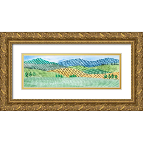 Striped Landscape II Gold Ornate Wood Framed Art Print with Double Matting by Moore, Regina