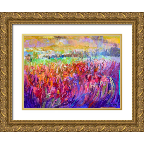 Iris Essence Gold Ornate Wood Framed Art Print with Double Matting by Fagan, Dorothy