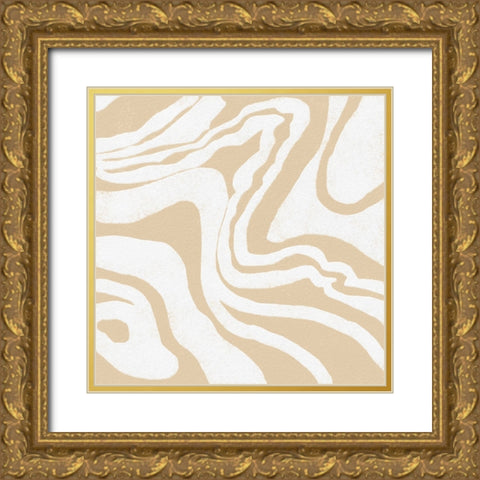 Square Modern Batik  I Gold Ornate Wood Framed Art Print with Double Matting by Saunders, Alonzo