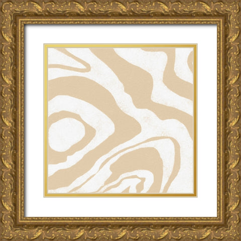 Square Modern Batik  III Gold Ornate Wood Framed Art Print with Double Matting by Saunders, Alonzo