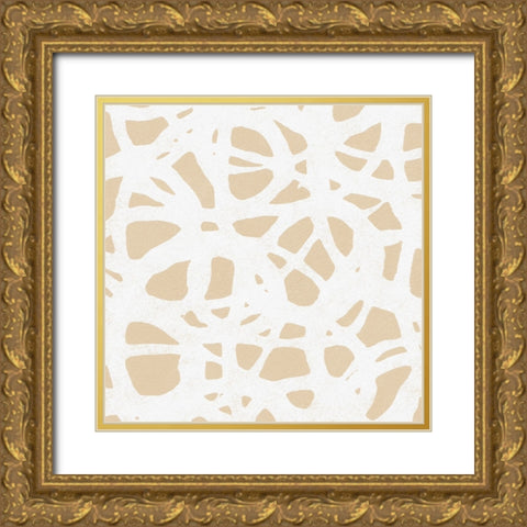 Square Modern Batik  IV Gold Ornate Wood Framed Art Print with Double Matting by Saunders, Alonzo