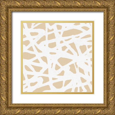 Square Modern Batik  VI Gold Ornate Wood Framed Art Print with Double Matting by Saunders, Alonzo