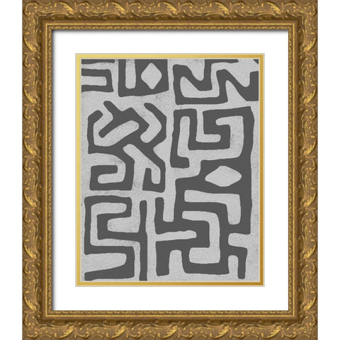 Vertical  Decorative Batik  IV Gold Ornate Wood Framed Art Print with Double Matting by Saunders, Alonzo