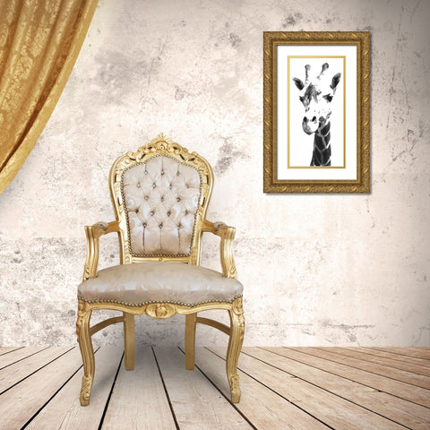 Giraffe study  III Gold Ornate Wood Framed Art Print with Double Matting by Saunders, Alonzo