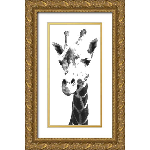 Giraffe study  III Gold Ornate Wood Framed Art Print with Double Matting by Saunders, Alonzo
