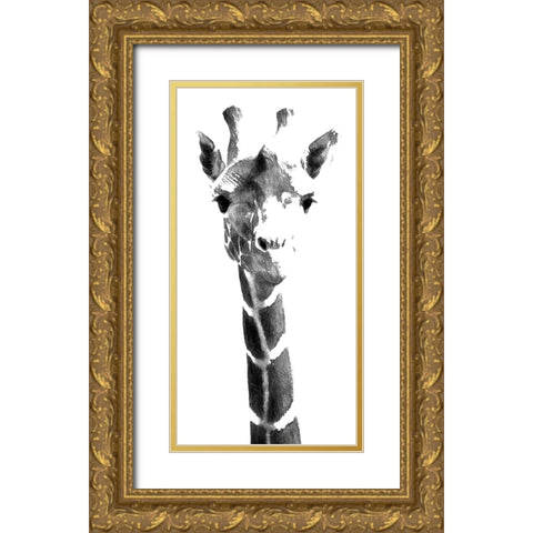 Giraffe study  IV Gold Ornate Wood Framed Art Print with Double Matting by Saunders, Alonzo