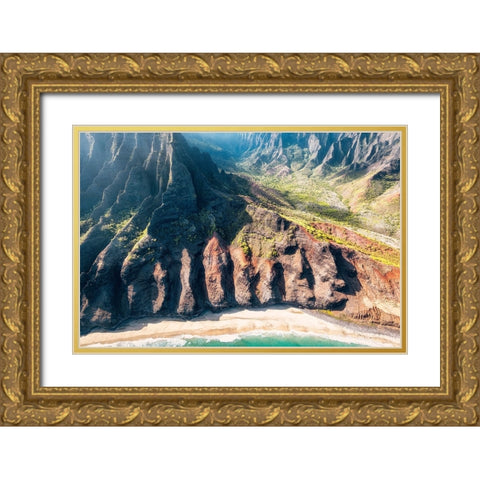 Kauai Coast Gold Ornate Wood Framed Art Print with Double Matting by Head, Danny